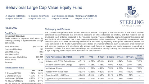 Behavioral Large Cap Value Equity Fund Fact Sheet