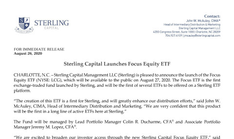 Preview Image for Sterling Capital Launches Focus Equity ETF